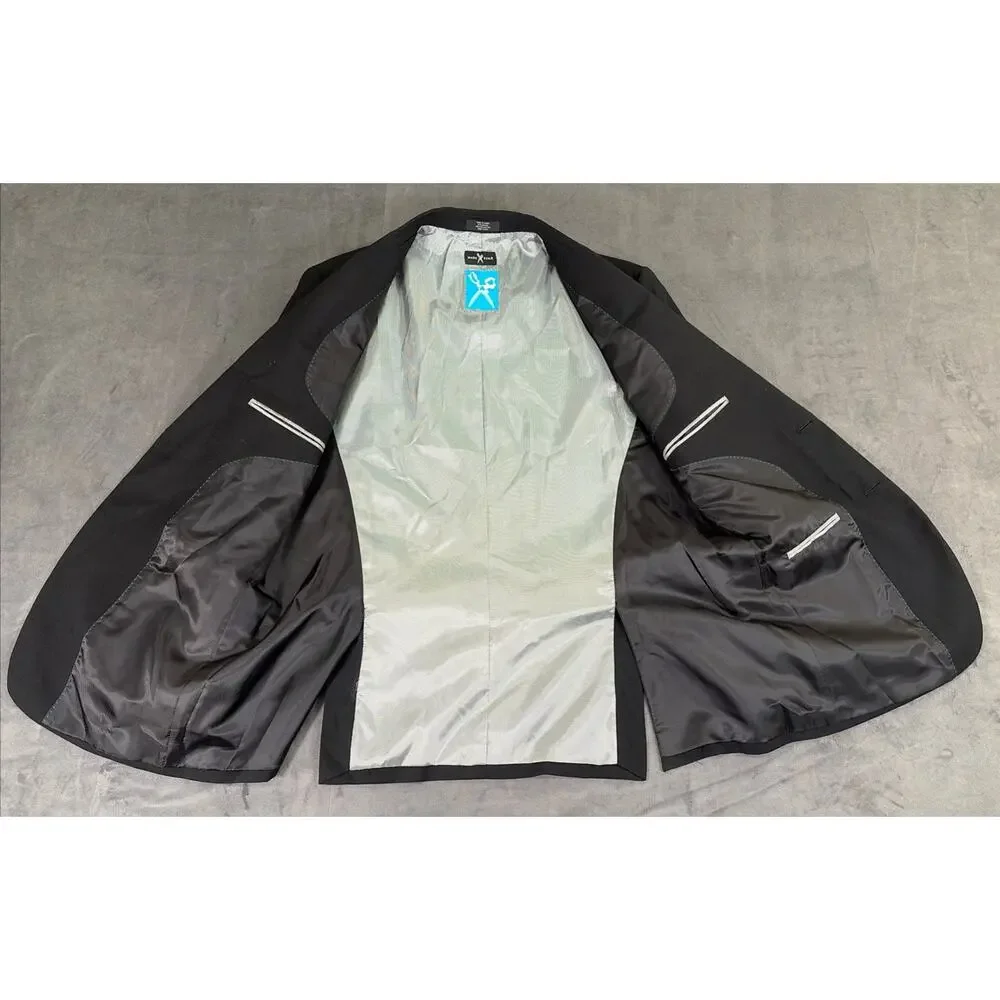Marc Ecko Suit Black Rayon Polyester Jacket Sport Coat Pants 44R 38Wx29 Chrty